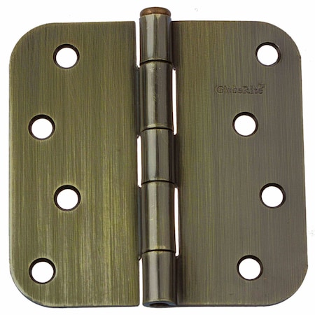 Gliderite Hardware 4 in. Antique Brass Door Hinge with 5/8 in. Corner Radius - 4058-AB 4058-AB-1